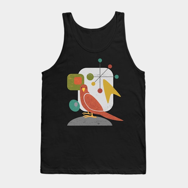 Mid Century Modern Bird Tank Top by Dragonbudgie